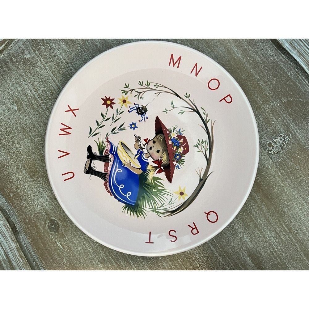 Vtg James Kent Old Foley England Nursery Rhyme Cup Bowl Plate Set Pink Alphabet - Picture 4 of 11